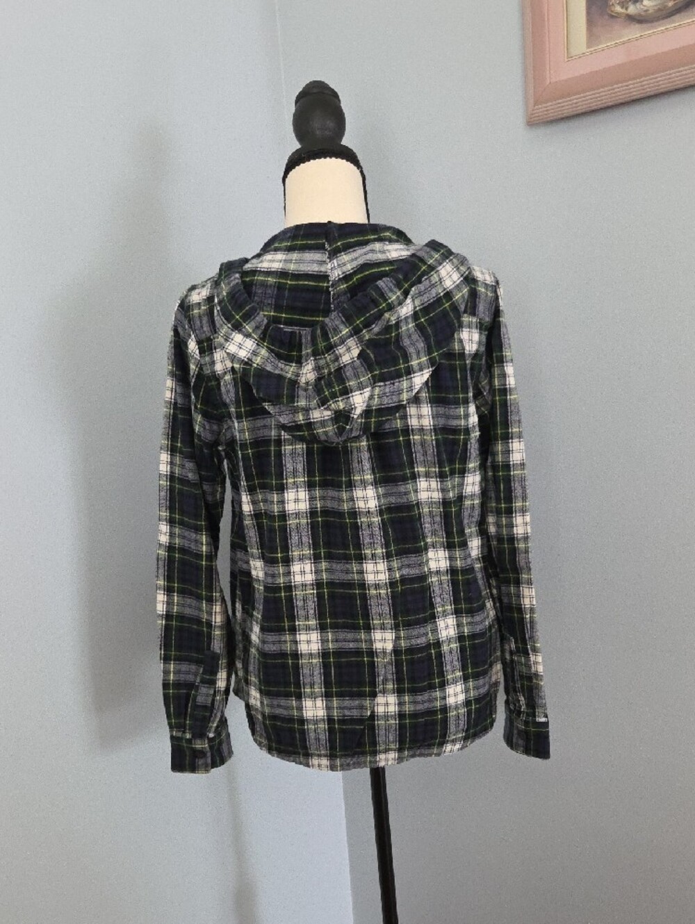 L.L.Bean Green, Navy & Yellow Plaid Relaxed-Fit Hoodie - Picture 2 of 4